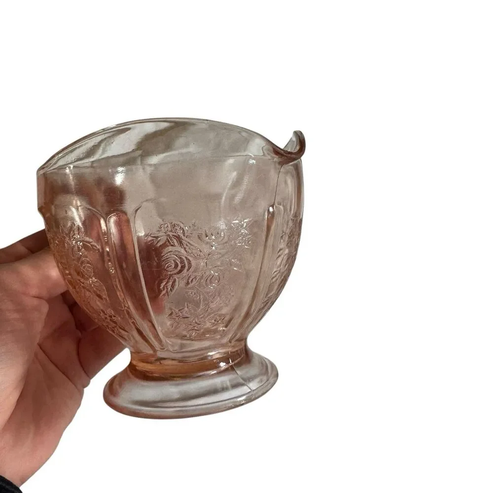 Depression Glass Creamer Sharon Cabbage Rose‎ Pink Vintage 1930s